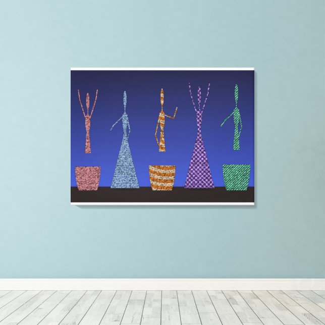 Crochet Women dancing Silloute pattern  Canvas Print (Insitu(Wood Floor))