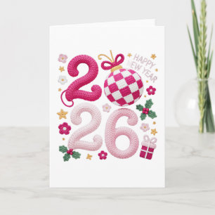 Crochet Yarn Happy New Year 2026 Card