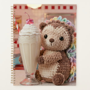 Crocheted Hedgehog and Milkshake at Retro Diner Planner