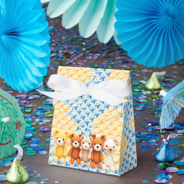 Crocheted Stuffed Animals Blue and Yellow Favour Box (Party)