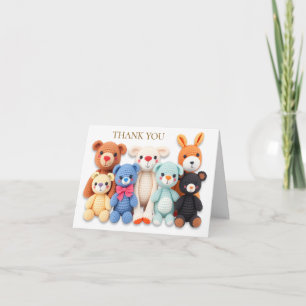 Crocheted Stuffed Animals Thank You Card