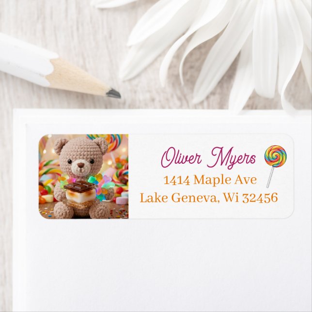 Crocheted Teddy Bear with S'more Personalised (Insitu)