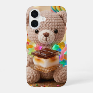 Crocheted Teddy Bear with S'more Whimsical iPhone 16 Case