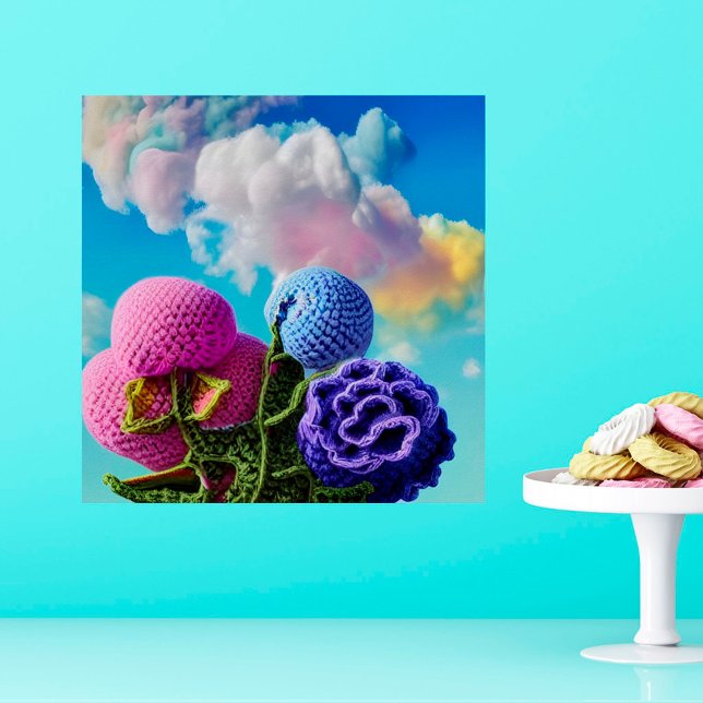 Crocheted Wildflowers In the Clouds Digital Art Poster (Creator Uploaded)