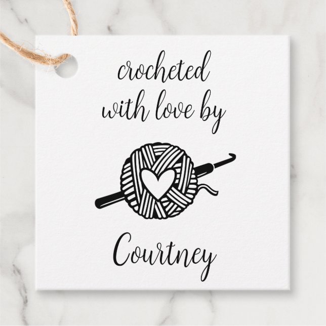 Crocheted With Love Favour Tags (Front)