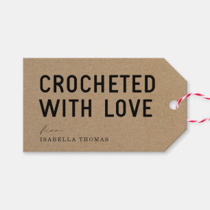 Crocheted with Love Gift Tags - Red Twine