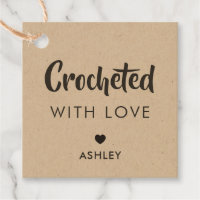 Crocheted with Love, Handmade Gift Tag, Kraft