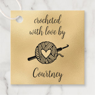 Crocheted With Love Square Favour Tags