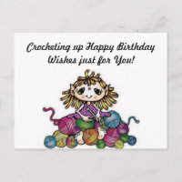Crocheting Birthday Wishes Postcard