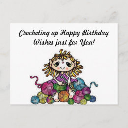 Crocheting Birthday Wishes Postcard