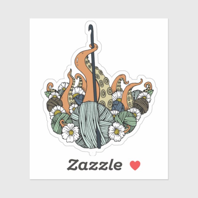 Crocheting Octopus Sticker (Sheet)