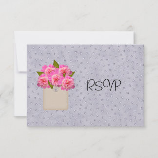 Crock Of Peonies Wedding Reception RSVP Invitation
