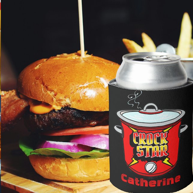 Crock Star Crock Pot  Personalised Can Cooler (Crock Star Collection - Can Cooler with Custom Name)