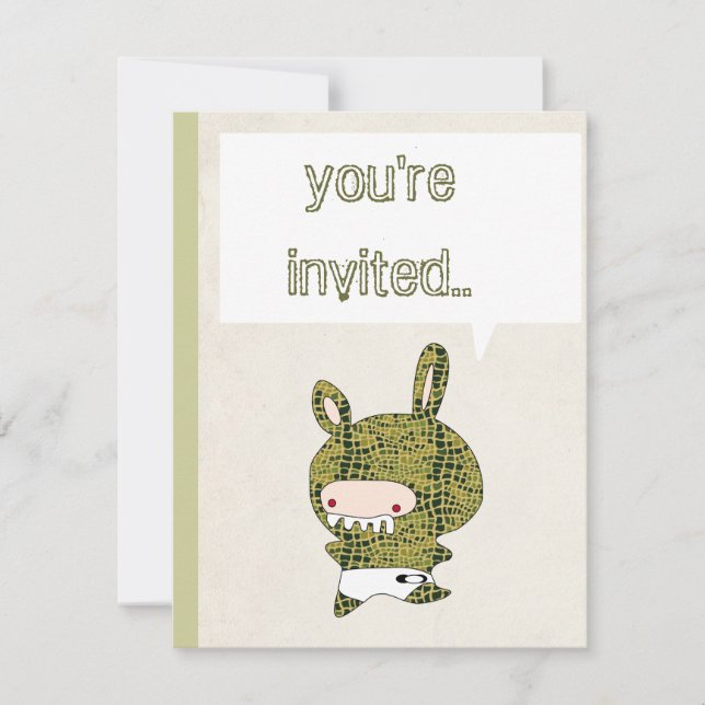 crockobunny croko crockodile crockodyle invitation (Front)