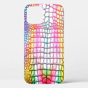 Crocodile abstract pattern, colourful pattern iPhone 12 case