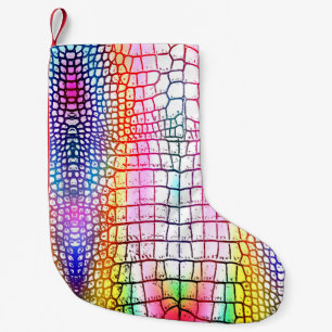 Crocodile abstract pattern, colourful pattern small christmas stocking