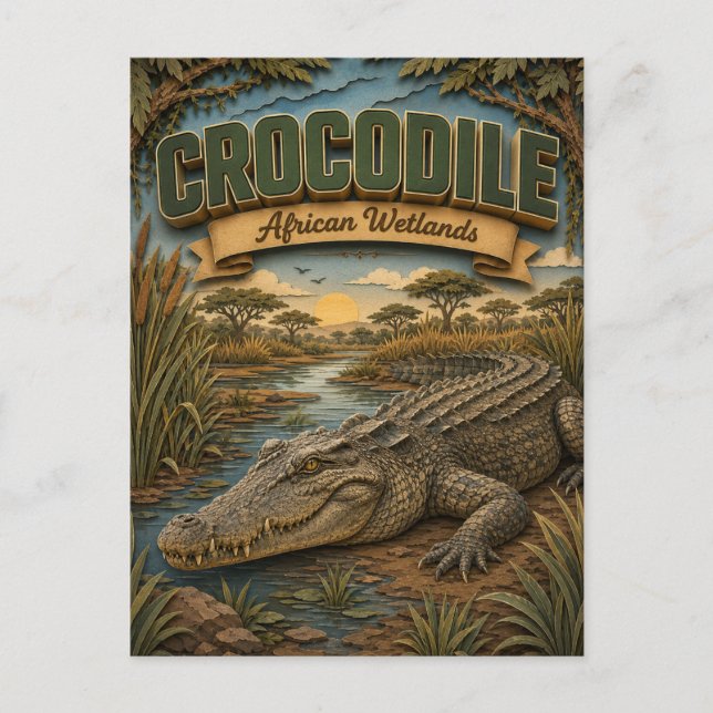 Crocodile African Wetlands POPCUT Postcard (Front)