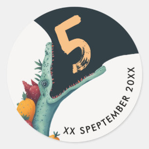 Crocodile Aligator Tropical Wild Birthday Classic Round Sticker