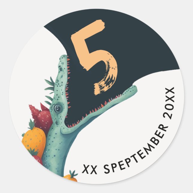 Crocodile Aligator Tropical Wild Birthday Classic Round Sticker (Front)