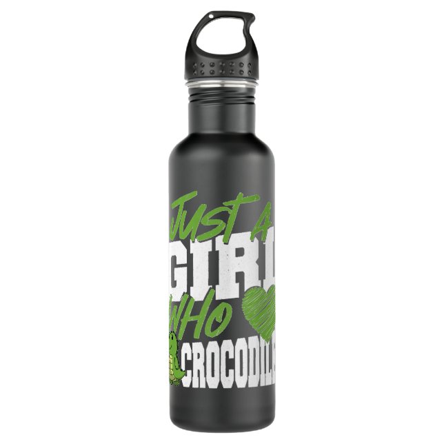 Crocodile Alligator Just a Girl Who Loves Crocodil 710 Ml Water Bottle (Front)