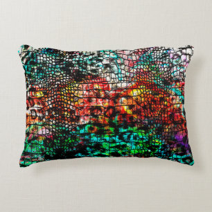 Crocodile and leopard pattern with colorful abstra decorative cushion