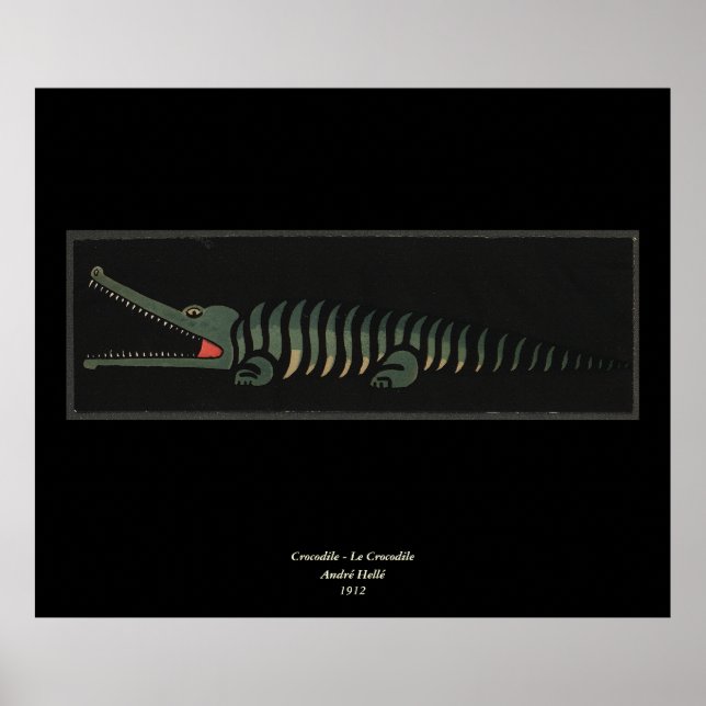 Crocodile - Antiquarian Colourful Book Poster (Front)