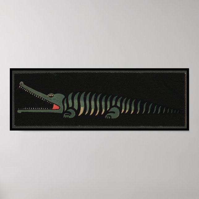 Crocodile - Antiquarian Colourful Book Poster (Front)