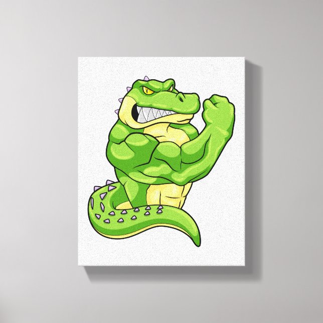 Crocodile as Bodybuilder & big Muscles Canvas Print (Front)