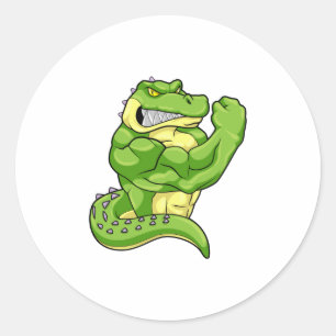 Crocodile as Bodybuilder & big Muscles Classic Round Sticker