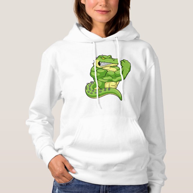 Crocodile as Bodybuilder & big Muscles Hoodie (Front)