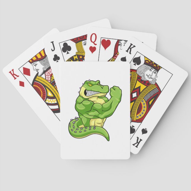 Crocodile as Bodybuilder & big Muscles Playing Cards (Back)