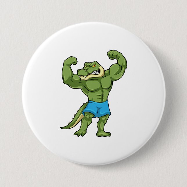 Crocodile as Bodybuilder extreme 7.5 Cm Round Badge (Front)