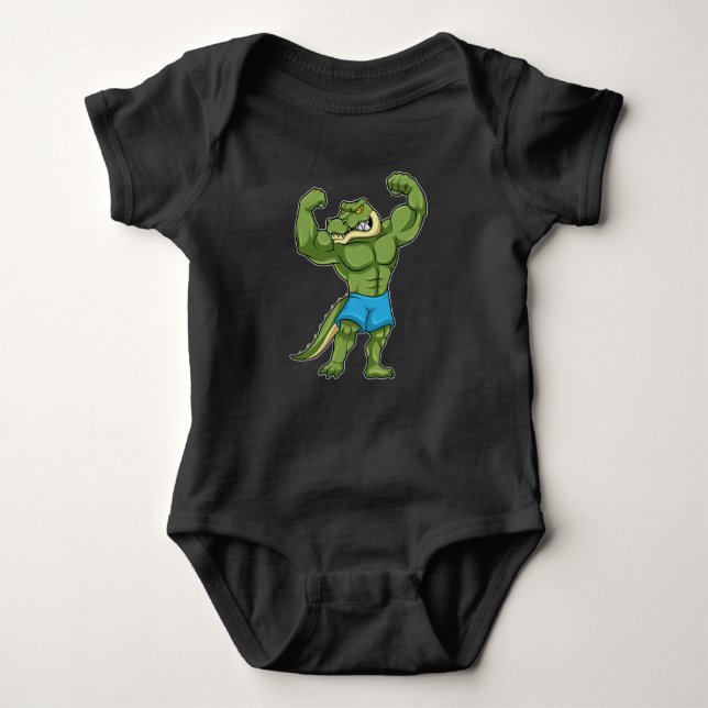 Crocodile as Bodybuilder extreme Baby Bodysuit (Front)