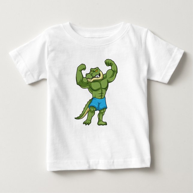 Crocodile as Bodybuilder extreme Baby T-Shirt (Front)