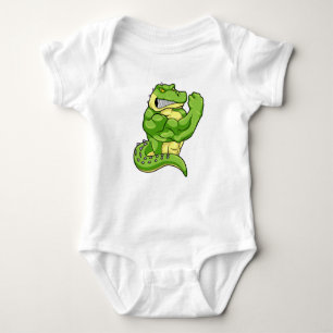 Crocodile as Bodybuilder with big Muscles Baby Bodysuit