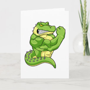 Crocodile as Bodybuilder with big Muscles Card