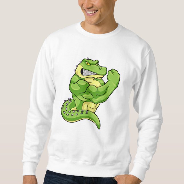 Crocodile as Bodybuilder with big Muscles Sweatshirt (Front)