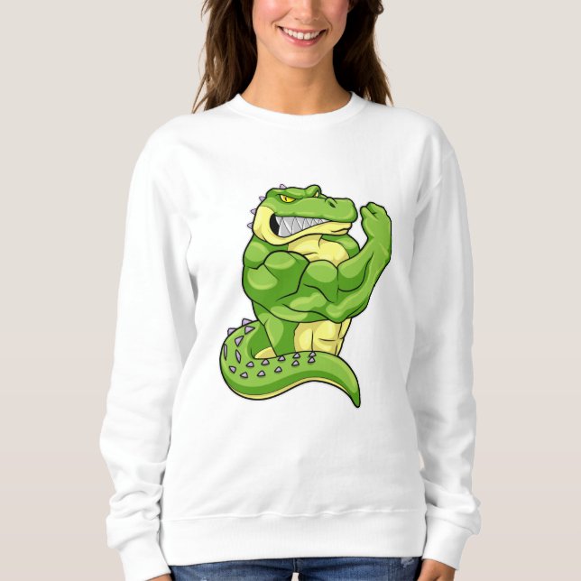 Crocodile as Bodybuilder with big Muscles Sweatshirt (Front)