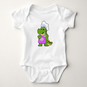 Crocodile as Cook with Spatula Baby Bodysuit