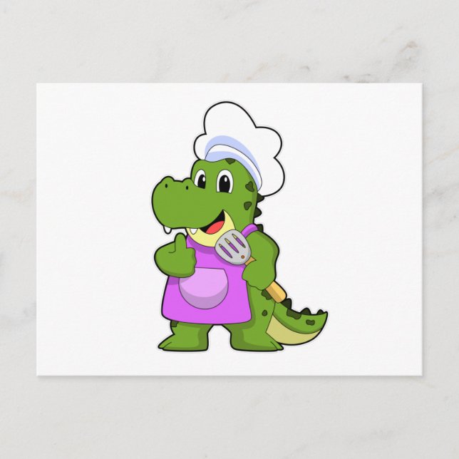 Crocodile as Cook with Spatula Postcard (Front)