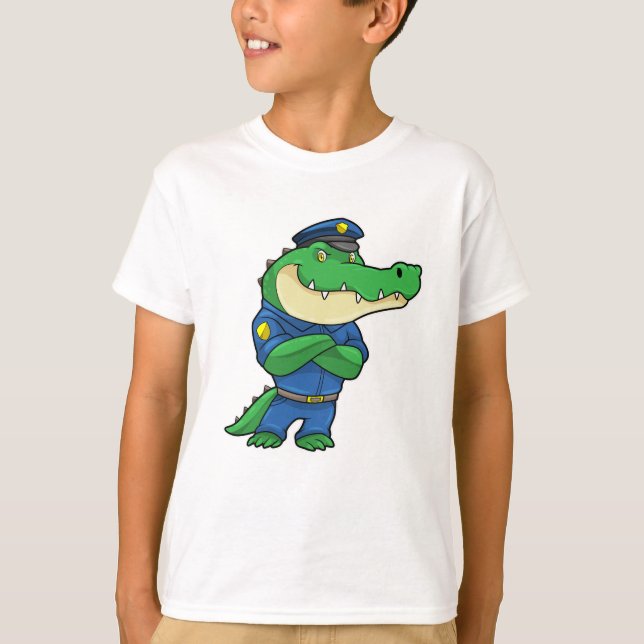 Crocodile as Police officer with Police uniform T-Shirt (Front)