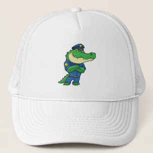 Crocodile as Police officer with Police uniform Trucker Hat