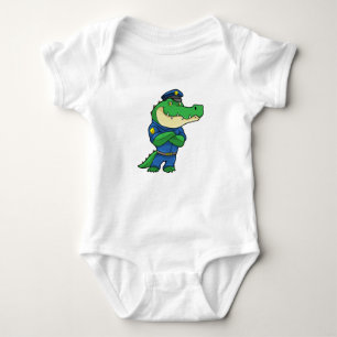 Crocodile as Police officer with Uniform Baby Bodysuit