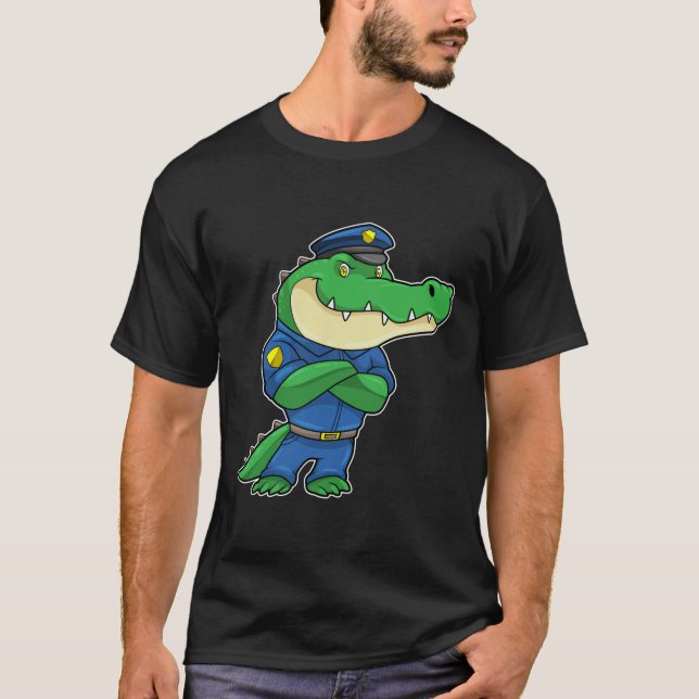 Crocodile as Police officer with Uniform T-Shirt (Front)