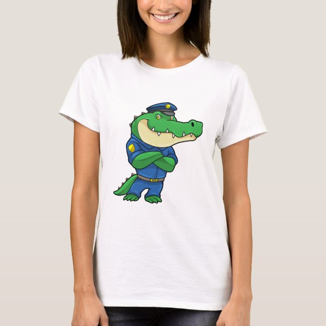 Crocodile as Police officer with Uniform T-Shirt (Front)