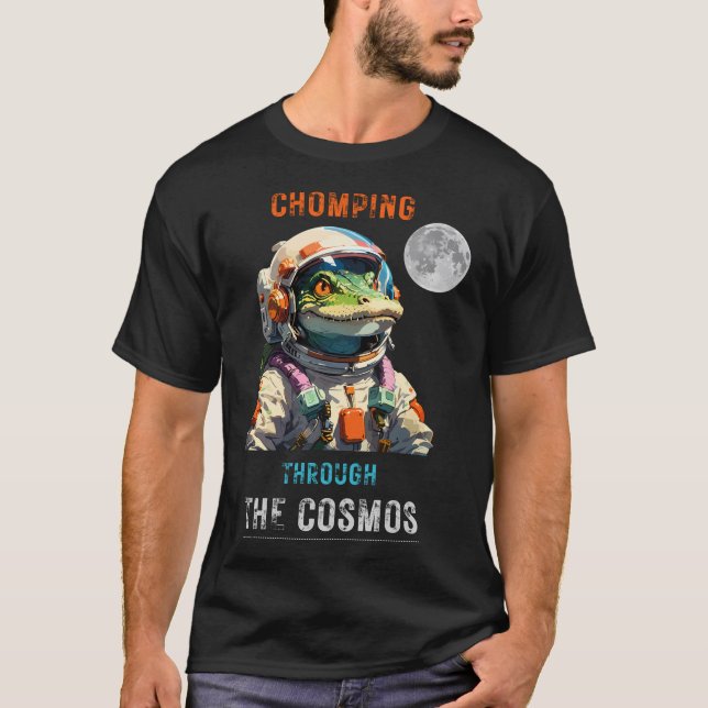 Crocodile Astronaut - Chomping Through The Cosmos T-Shirt (Front)