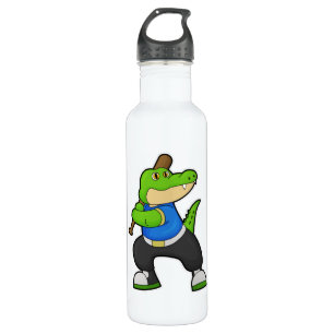 Crocodile at Baseball with Baseball bat 710 Ml Water Bottle