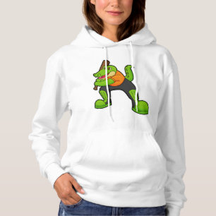 Crocodile at Cricket with Cricket bat Hoodie