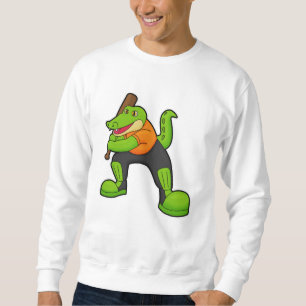 Crocodile at Cricket with Cricket bat Sweatshirt