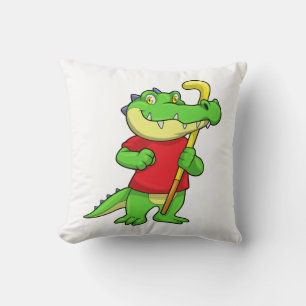 Crocodile at Field hockey with Stick Cushion